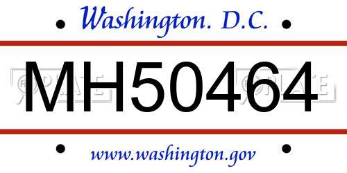 MH50464 District Of Columbia License Plate