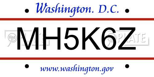 MH5K6Z District Of Columbia License Plate