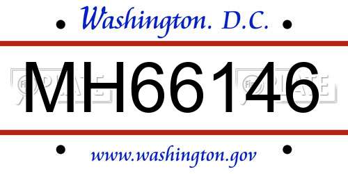 MH66146 District Of Columbia License Plate