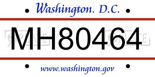 MH80464 District Of Columbia License Plate