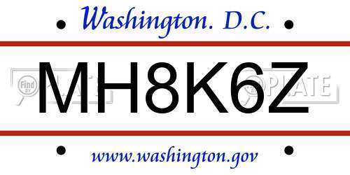 MH8K6Z District Of Columbia License Plate