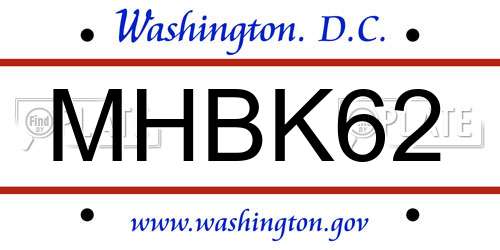 MHBK62 District Of Columbia License Plate