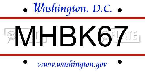 MHBK67 District Of Columbia License Plate