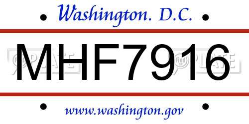 MHF7916 District Of Columbia License Plate