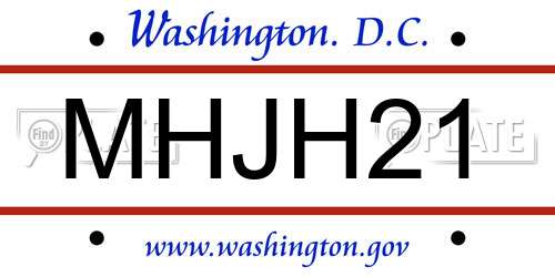 MHJH21 District Of Columbia License Plate