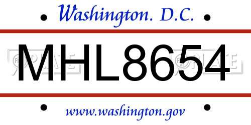 MHL8654 District Of Columbia License Plate