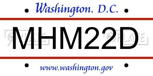 MHM22D District Of Columbia License Plate