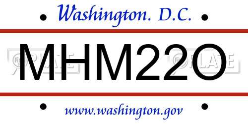 MHM22O District Of Columbia License Plate