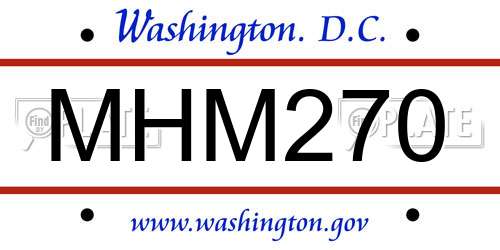MHM270 District Of Columbia License Plate