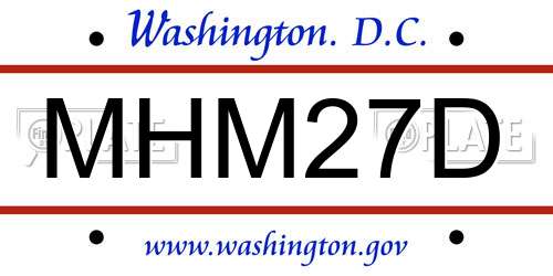 MHM27D District Of Columbia License Plate