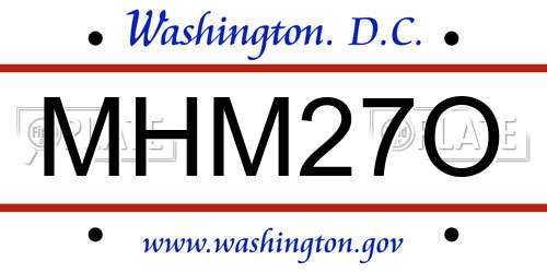 MHM27O District Of Columbia License Plate