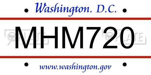 MHM720 District Of Columbia License Plate