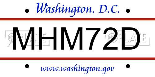 MHM72D District Of Columbia License Plate