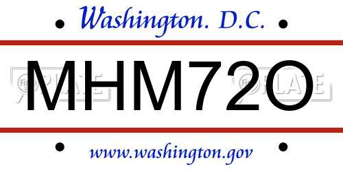 MHM72O District Of Columbia License Plate