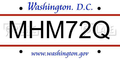 MHM72Q District Of Columbia License Plate