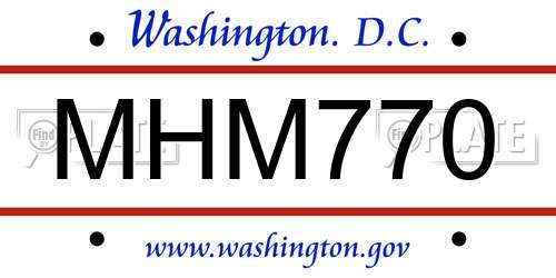 MHM770 District Of Columbia License Plate