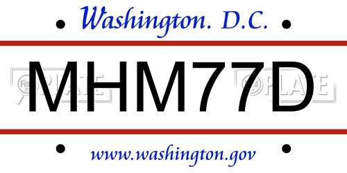 MHM77D District Of Columbia License Plate