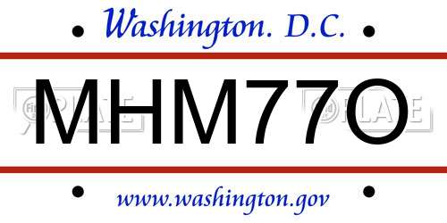 MHM77O District Of Columbia License Plate