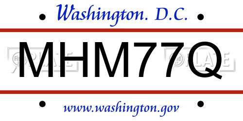 MHM77Q District Of Columbia License Plate