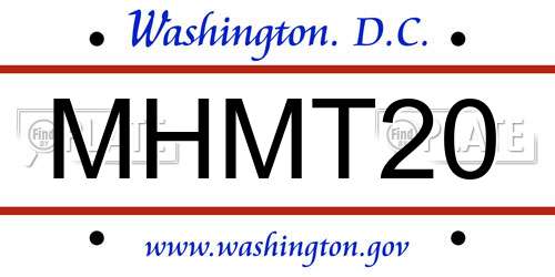 MHMT20 District Of Columbia License Plate