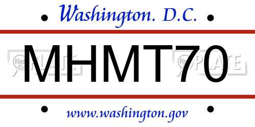 MHMT70 District Of Columbia License Plate