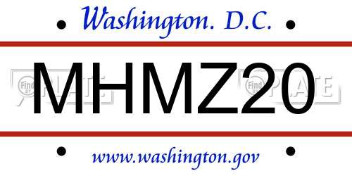 MHMZ20 District Of Columbia License Plate