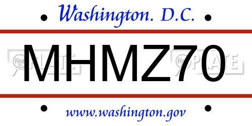 MHMZ70 District Of Columbia License Plate