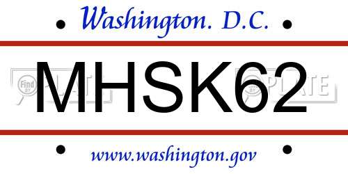 MHSK62 District Of Columbia License Plate