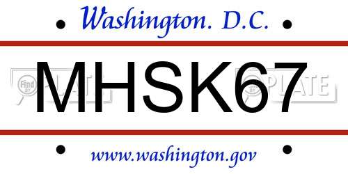 MHSK67 District Of Columbia License Plate