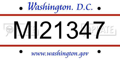 MI21347 District Of Columbia License Plate