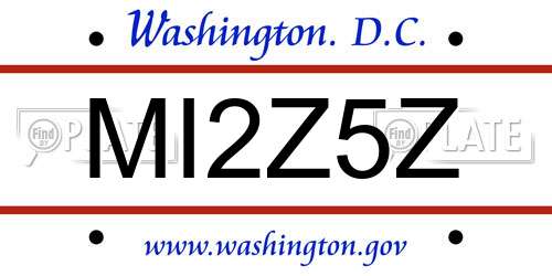 MI2Z5Z District Of Columbia License Plate