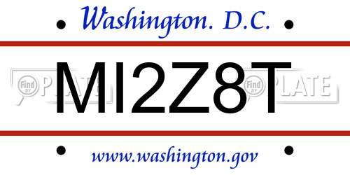 MI2Z8T District Of Columbia License Plate