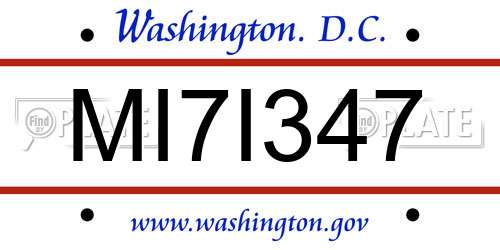 MI7I347 District Of Columbia License Plate