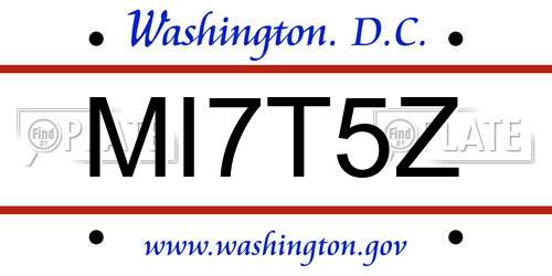 MI7T5Z District Of Columbia License Plate