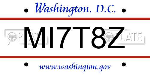 MI7T8Z District Of Columbia License Plate