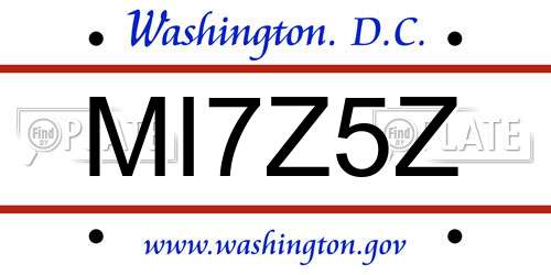 MI7Z5Z District Of Columbia License Plate