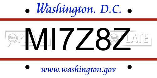 MI7Z8Z District Of Columbia License Plate