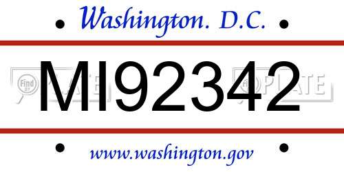MI92342 District Of Columbia License Plate