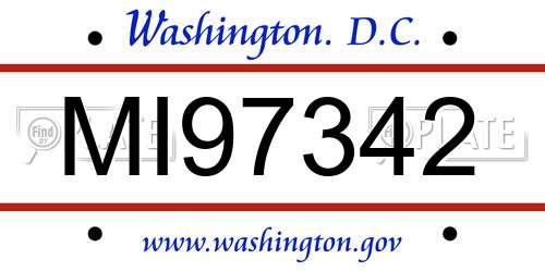 MI97342 District Of Columbia License Plate