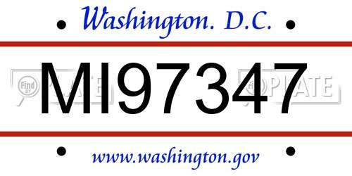 MI97347 District Of Columbia License Plate