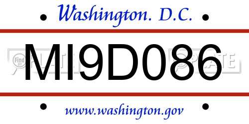 MI9D086 District Of Columbia License Plate
