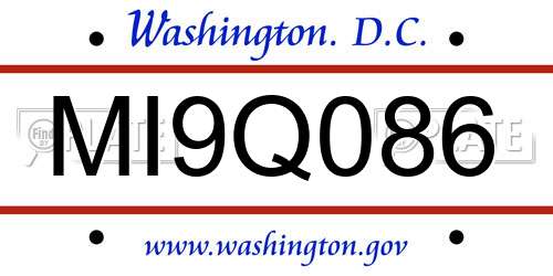 MI9Q086 District Of Columbia License Plate