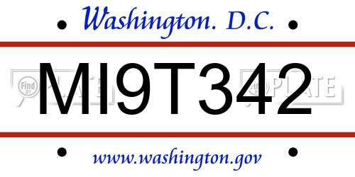 MI9T342 District Of Columbia License Plate