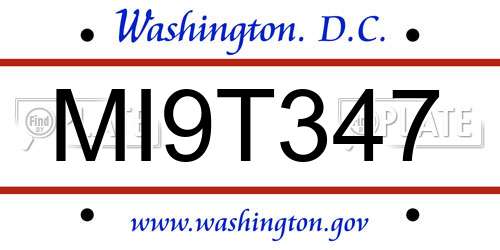 MI9T347 District Of Columbia License Plate