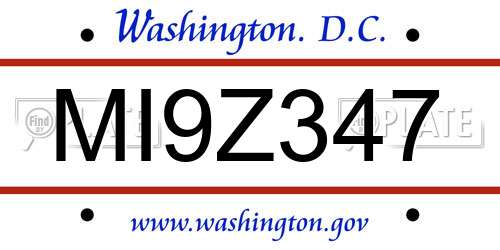MI9Z347 District Of Columbia License Plate