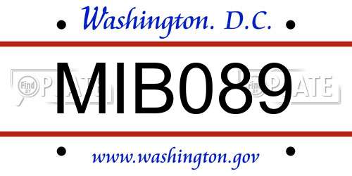 MIB089 District Of Columbia License Plate