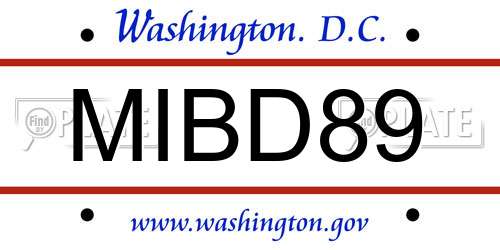 MIBD89 District Of Columbia License Plate