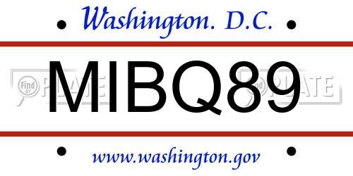 MIBQ89 District Of Columbia License Plate