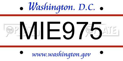 MIE975 District Of Columbia License Plate