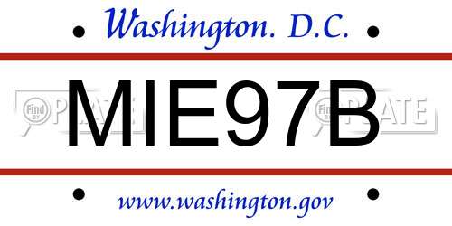 MIE97B District Of Columbia License Plate